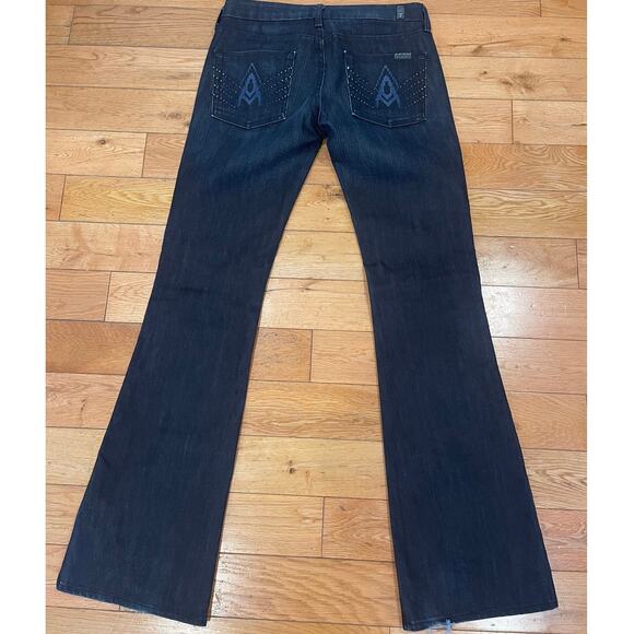 7 For All Mankind A Pocket Dark Wash Denim flare Jeans Embellished Womens Sz 28 - Picture 8 of 8